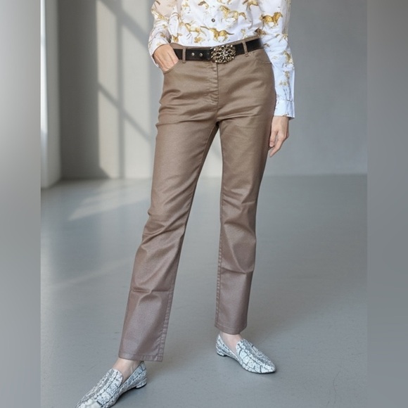 Lafayette 148 New York Denim - Lafayette 148 NY Metallic Cropped Slim Straight Jeans Size 6